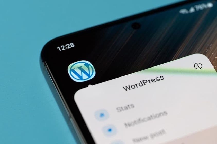Wordpress opciómenü okostelefon képernyőjén.