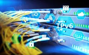 Ipv6 hálózati technológia a szerverszoba hátterén.