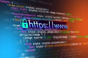 Egy világító HTTPS lakat szimbólummal.