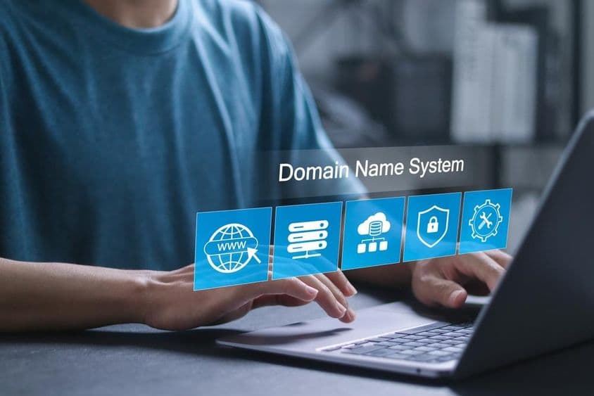 A DNS tartománynév-rendszer és a webkiszolgáló hálózati címe.