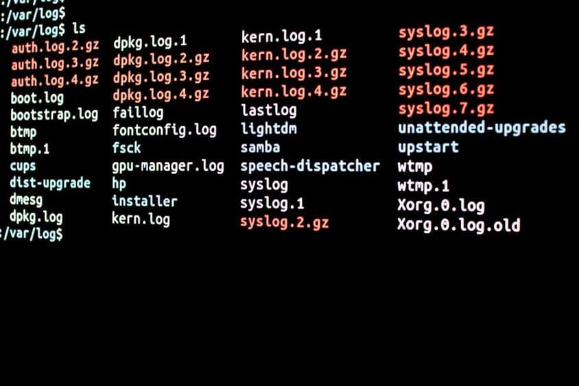 Az operációs rendszer Log mappájában található fájlok listája.