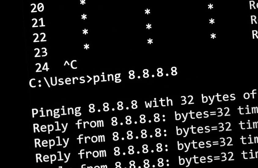 ping hálózati teszt parancs egy képernyőn.