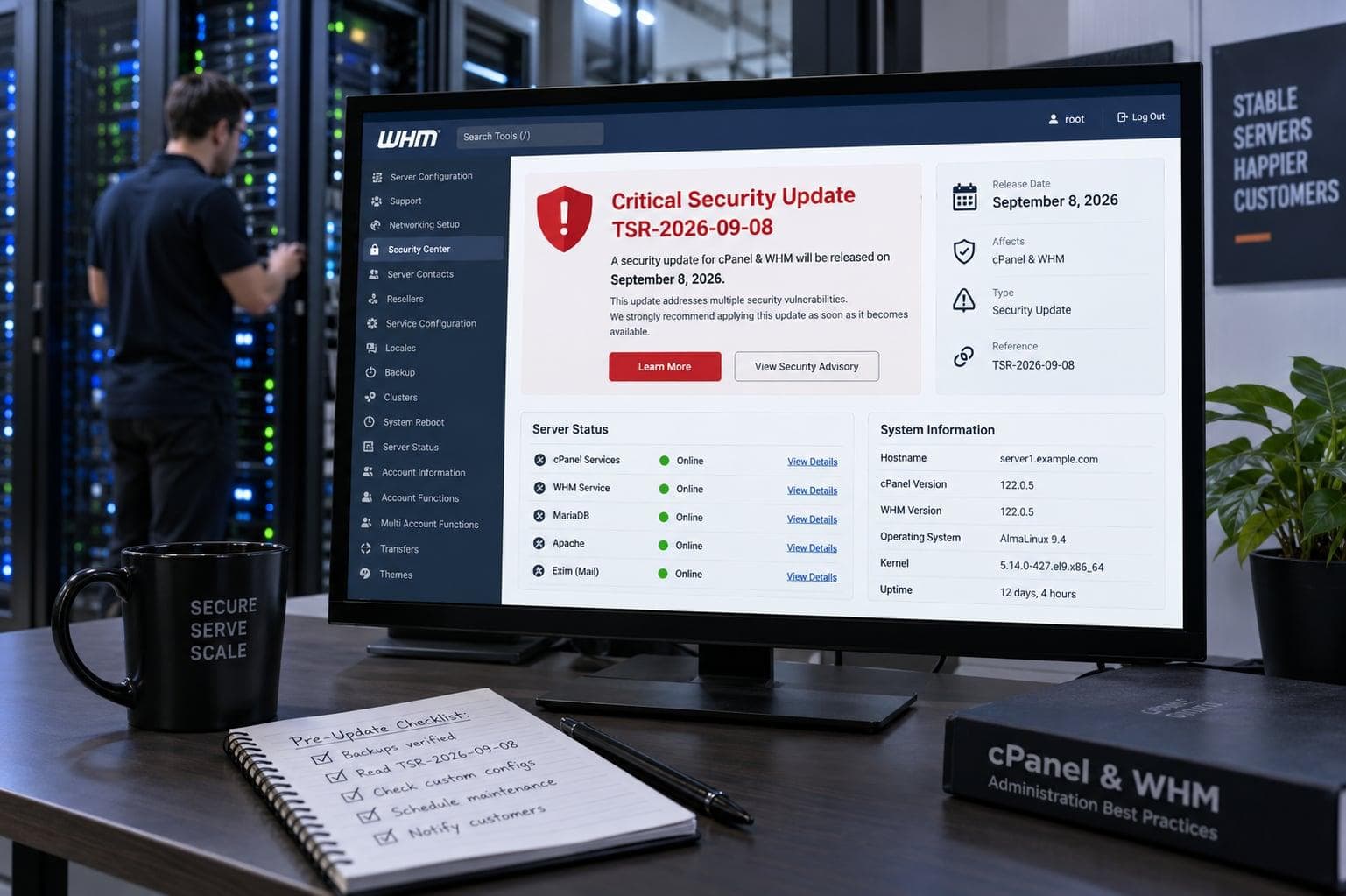 Preparing cPanel and WHM servers for the TSR-2026-09-08 critical security update